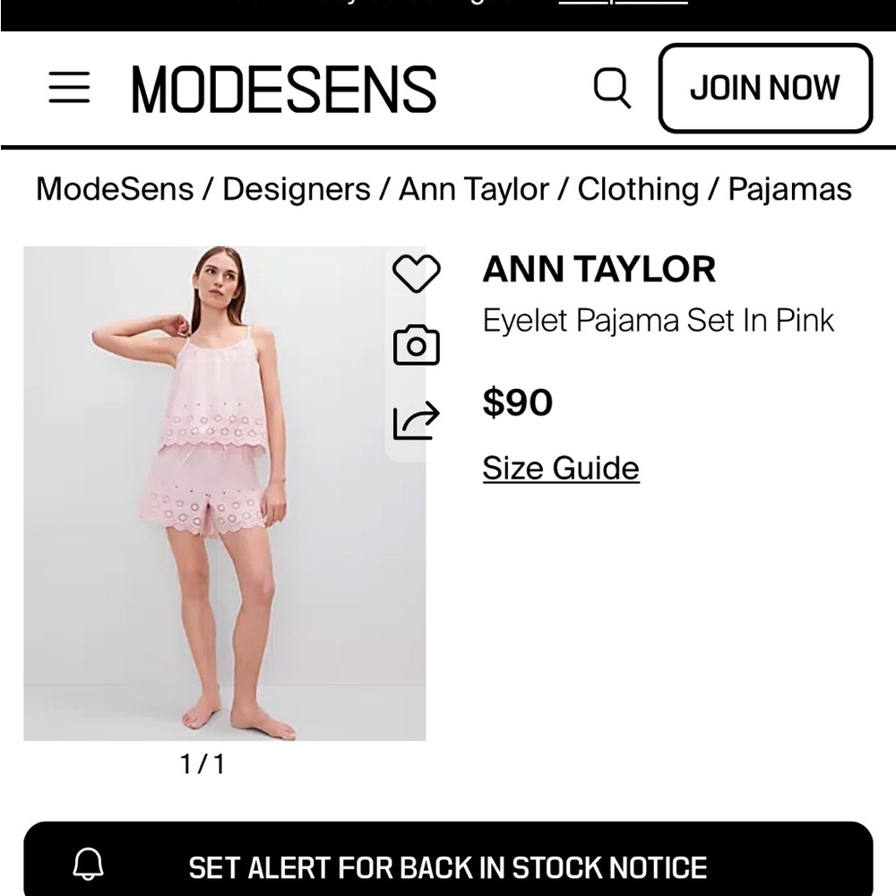 Ann Taylor Blush Eyelet Pajama Set
